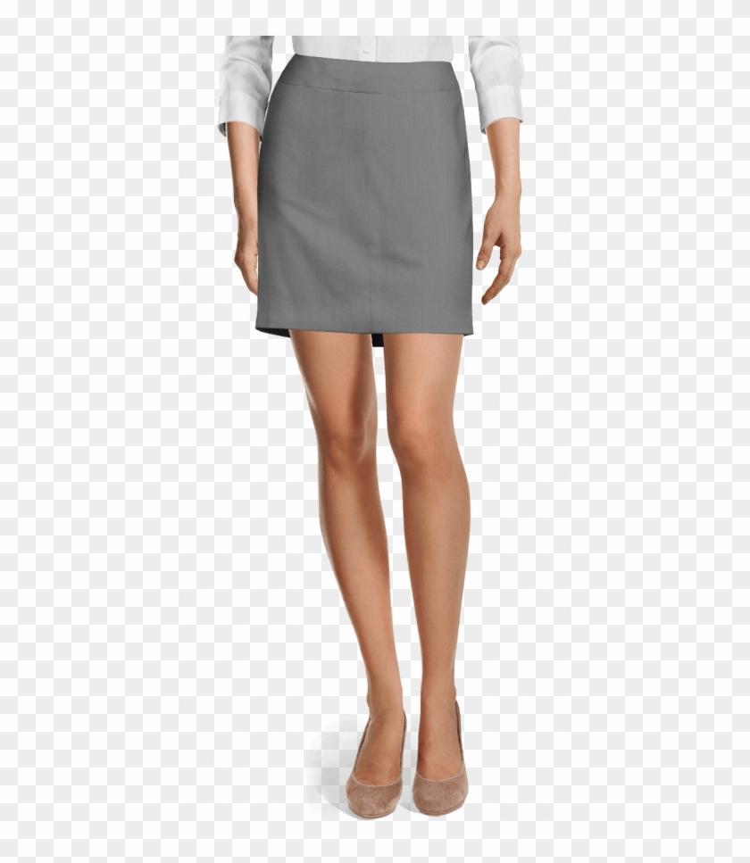 Grey Short Wool Blend Pencil Skirt-view Front - Grey Pencil Skirt Short Clipart