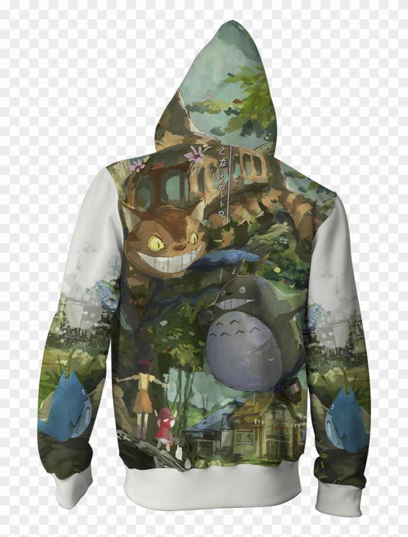 My Neighbor Totoro Zip Up Hoodie Fullprinted Zip Up Clipart #3207362