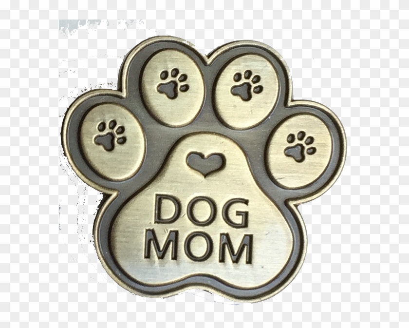 Dog Mom Paw Print Heart Lapel Pin Antique Brass 18mm - Heart Clipart #3208364