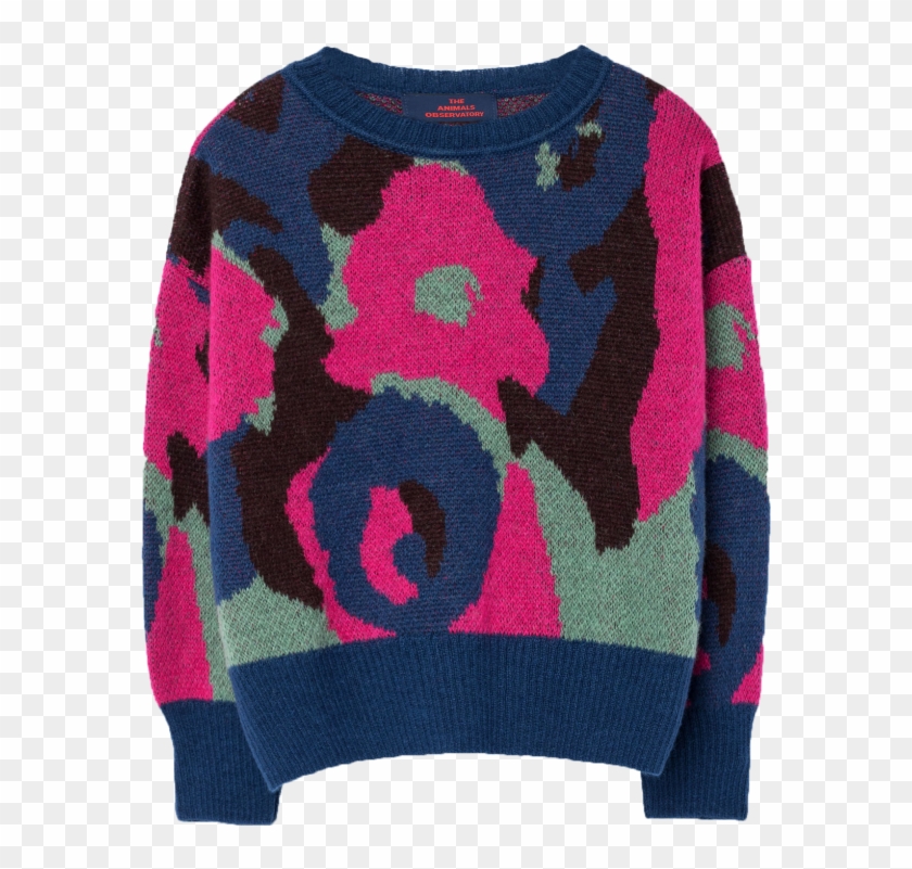 The Animals Observatory Bull Kids Sweater - Animal Observatory Electric Blue And Pink Patterned Clipart