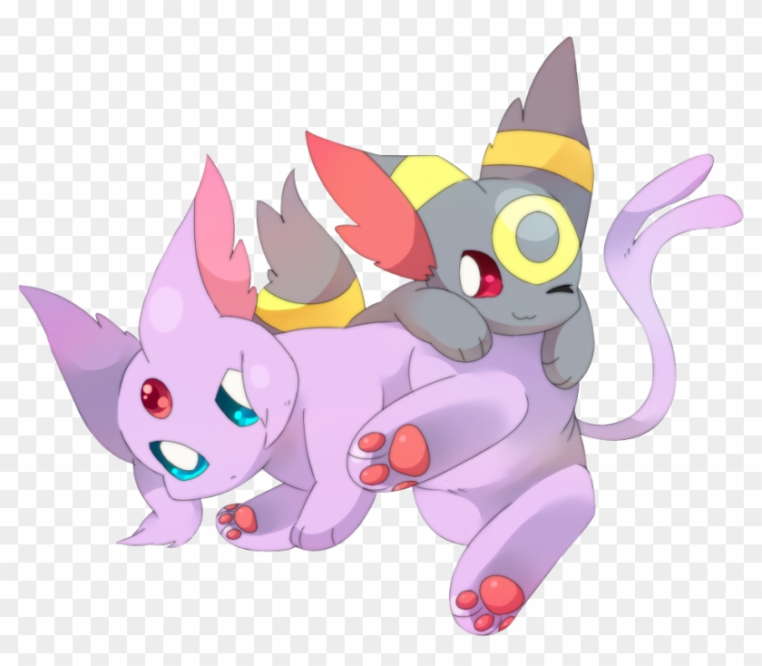 Umbreon And Espeon, Shiny Umbreon, Eevee Evolutions, - Kawaii Noctali Et Mentali Clipart #3211558