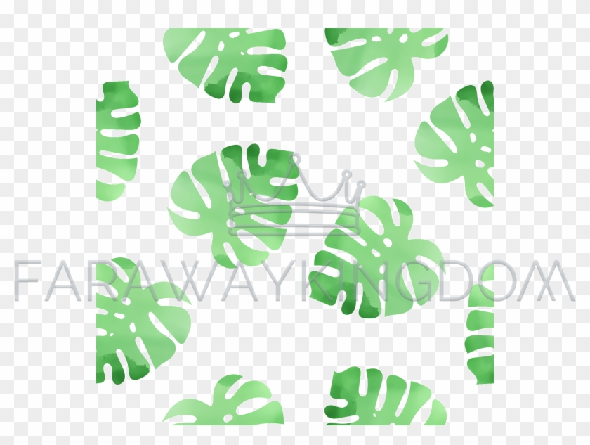 Monstera Watercolor Leaves Seamless Pattern Illustration - Vector Graphics Clipart #3212005
