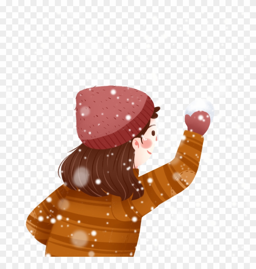 Hand Drawn Big Snow Girl Character Png And Psd - Illustration Clipart #3212614