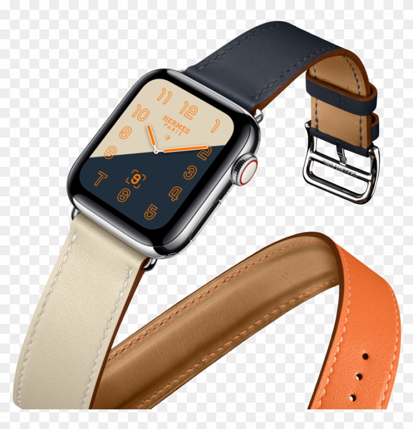 The Iconic Hermès Double Tour Orange, Craie And Indigo - Apple Watch Series 4 Hermes Clipart #3214977