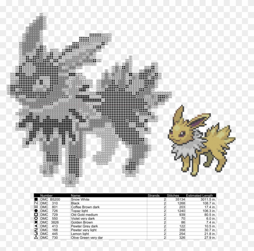 Cross Stitch Png - Jolteon Sprite Clipart