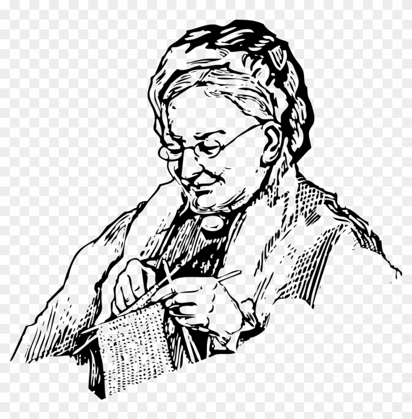 Woman Knitting Grandma Old Lady Png Image - Grandmother Black And White Clipart