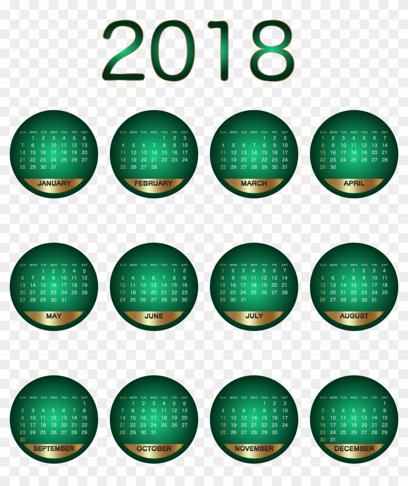2018 Calendar Green Transparent Png Image Clipart #3217680