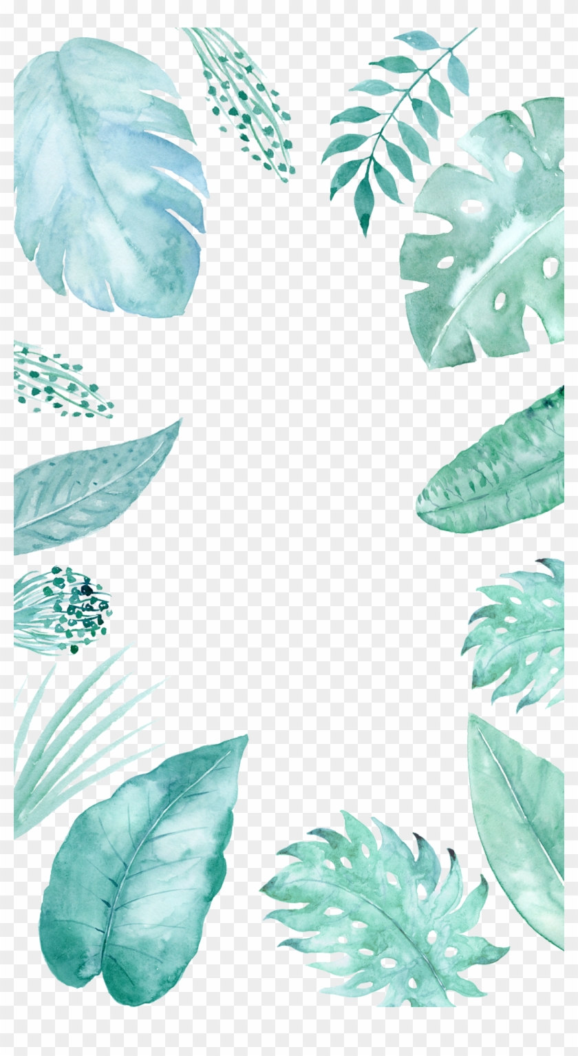 Blue Leaf Watercolor, Painting Effect Watercolor Mint - Мята Акварелью Clipart