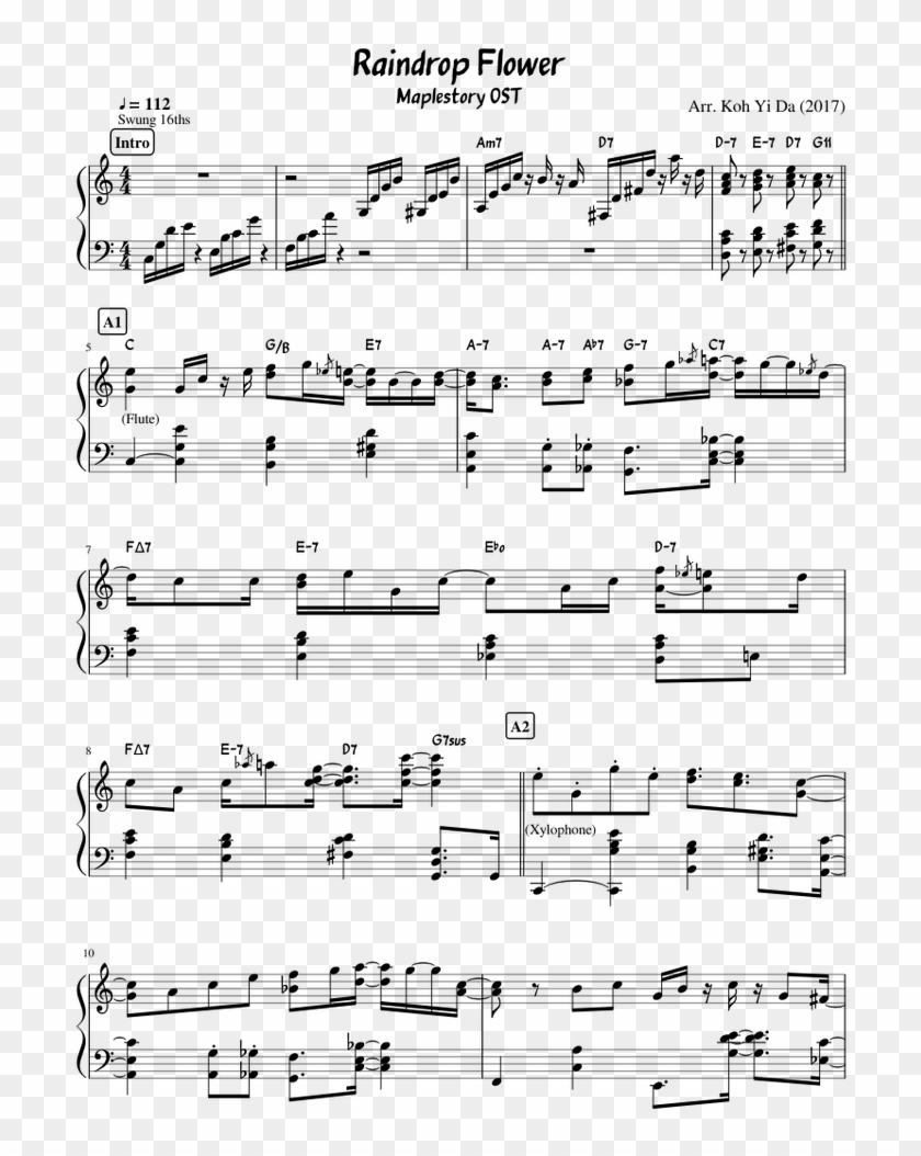 Maplestory Ost Raindrop Flower Piano Sheet Music For - Aozora No Rhapsody Sheet Music Clipart