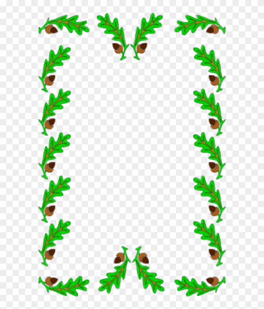 Border Decoration Oak Leaves - Holly Clip Art Border - Png Download