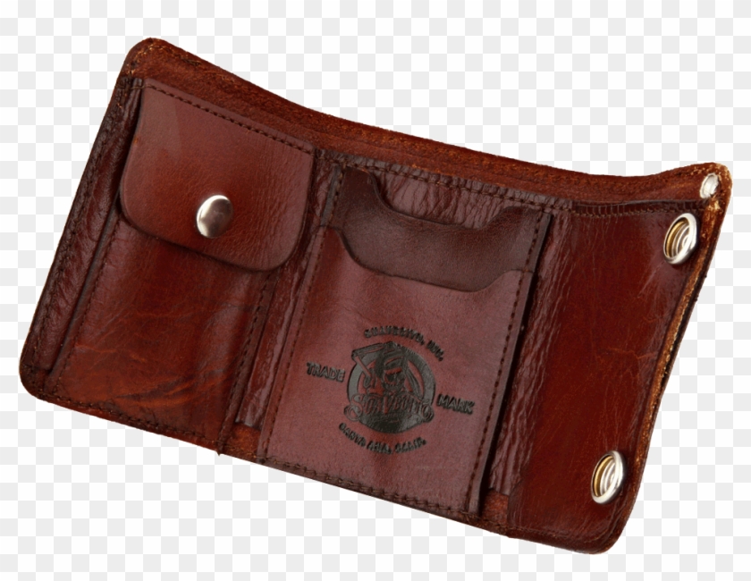 Open Wallet Png - Men's Tri Fold Chain Wallet Antique Brown Clipart #3222977