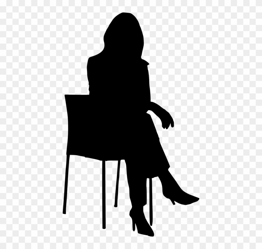 Silhouette, Business, Chair, Woman, Alone, Think - Sagoma Donna Nera Png Clipart #3223125
