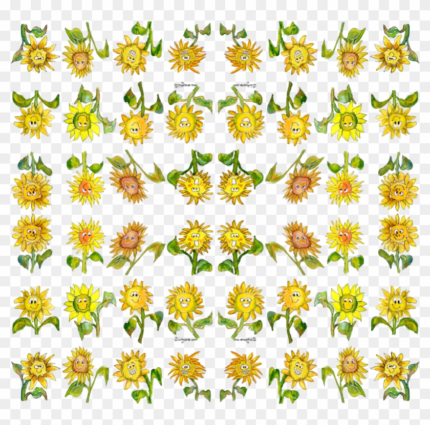 Cartoon Wallpaper Lillyarts Spoonflower Drawing Sunflowers - Cartoon Sunflower With Face Clipart #3224910