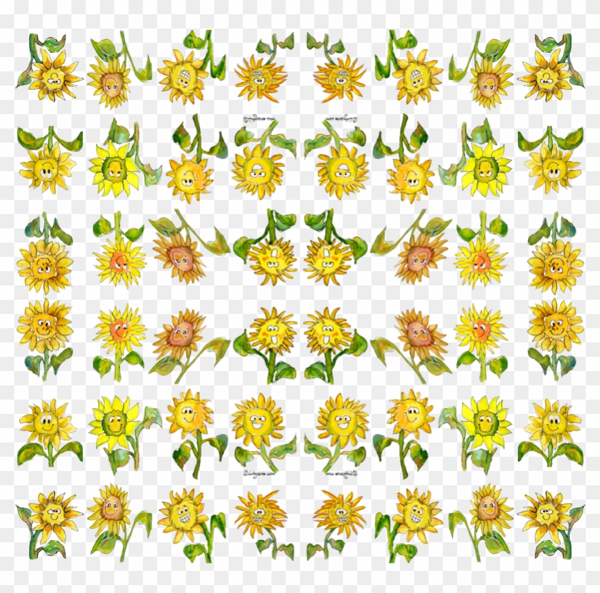 Cartoon Wallpaper Lillyarts Spoonflower Drawing Sunflowers - Cartoon Sunflower With Face Clipart