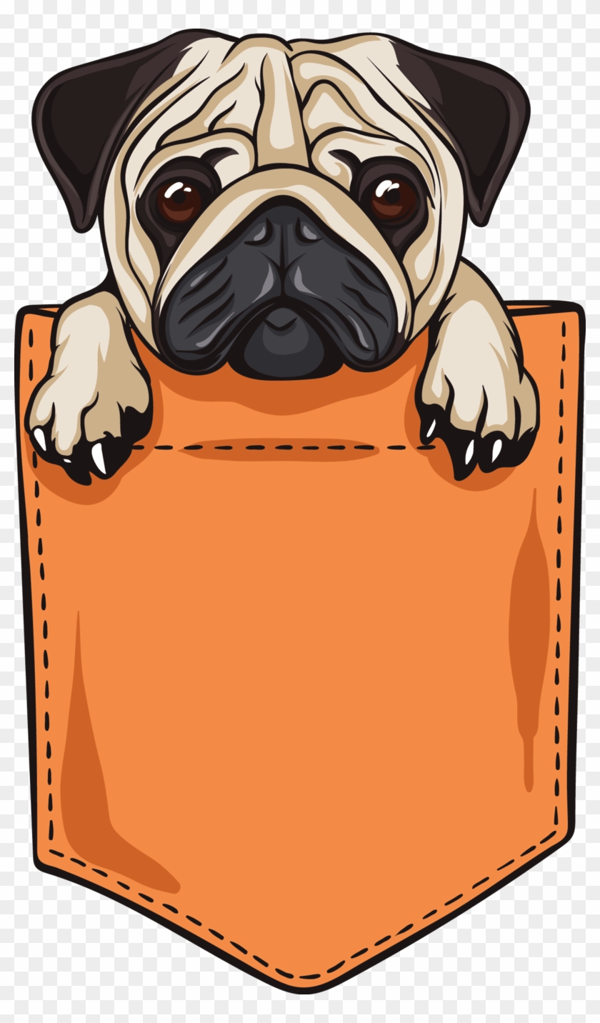 Pug On Pocket Clipart