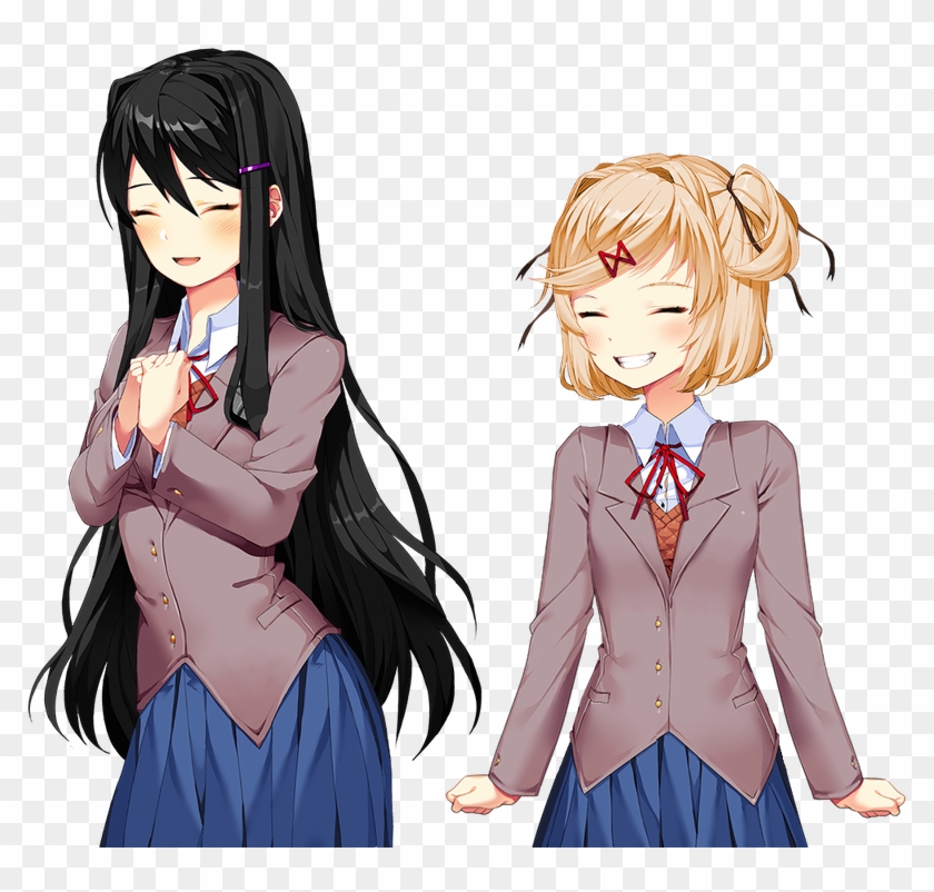 Natsuki And Yuri With Their Realistic Hair Colors For - Yuri Doki Doki Png Clipart #3228540
