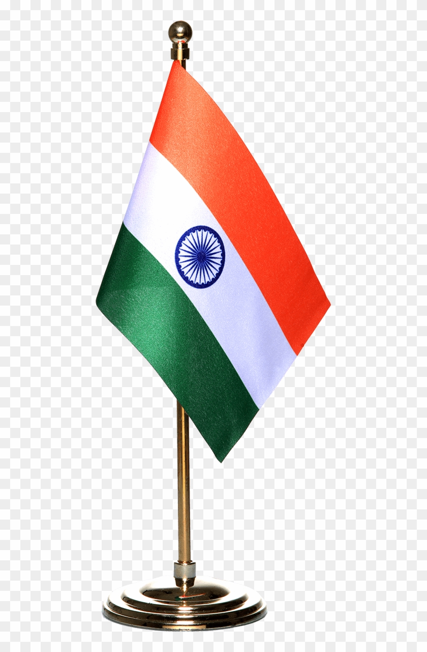 Indian Miniature Table Flag With A Gold-plated Plastic - Flag Clipart