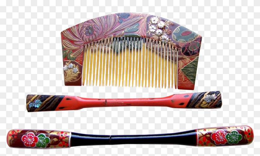 3 Vintage Japanese Kanzashi Hair Accessories Geisha - Plastic Clipart #3231931