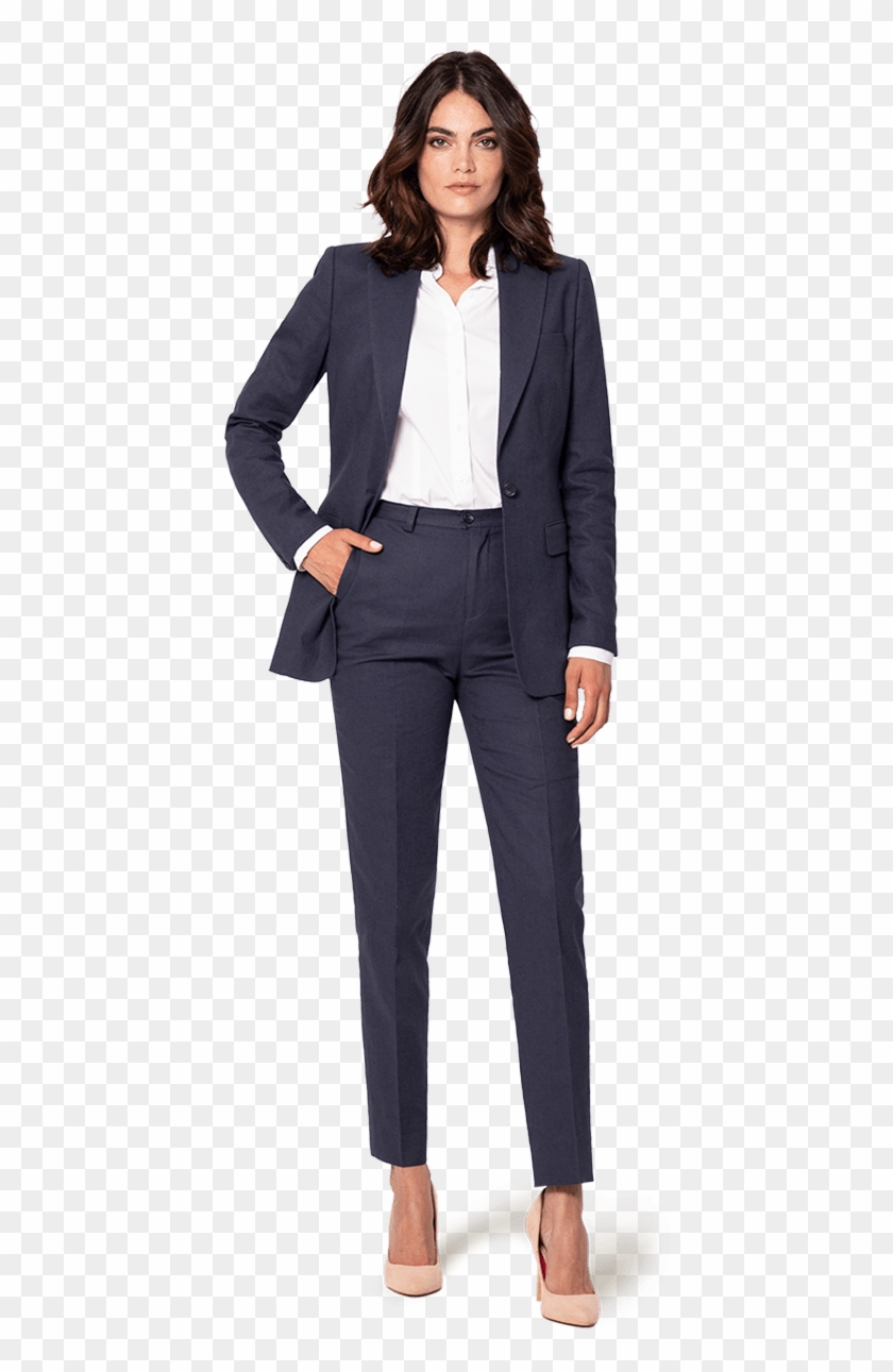 Blue Linen-cotton Pant Suit - Corporate Suit For Women Clipart
