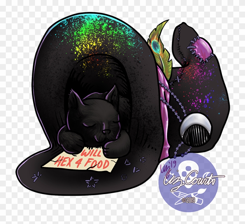 Black Cat In A Hat - Graphic Design Clipart