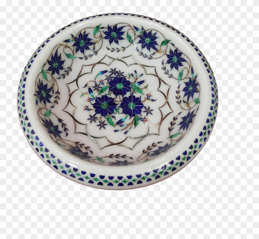 Marble Inlay Fruit Bowl - Blue And White Porcelain Clipart