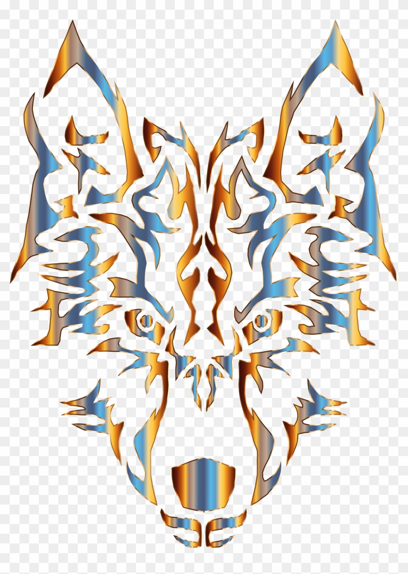 This Free Icons Png Design Of Chromatic Symmetric Tribal - Black And White Clipart Wolf Head Transparent Png #3240023