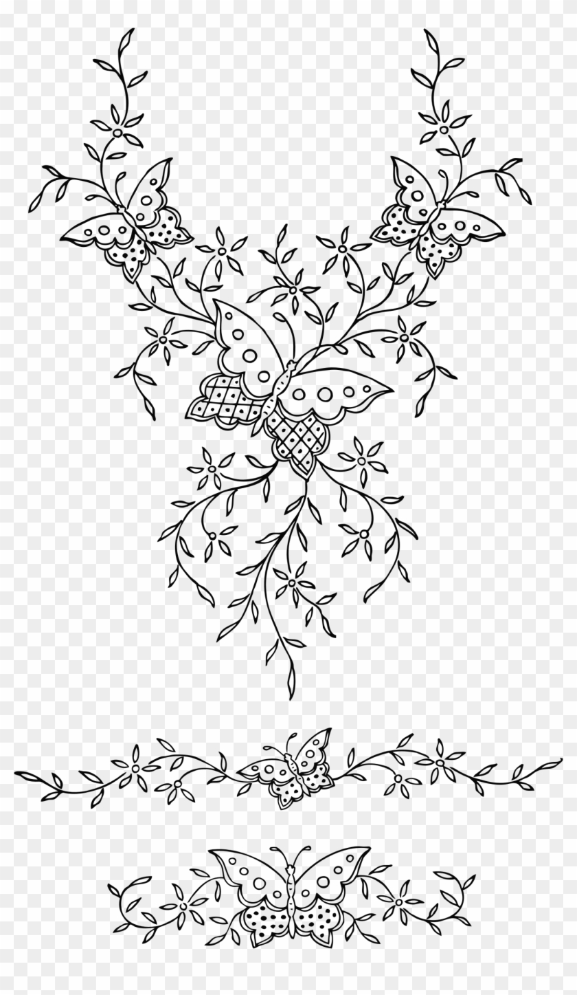 This Free Icons Png Design Of Ornamental Butterflies - Victorian Flower Embroidery Patterns Clipart