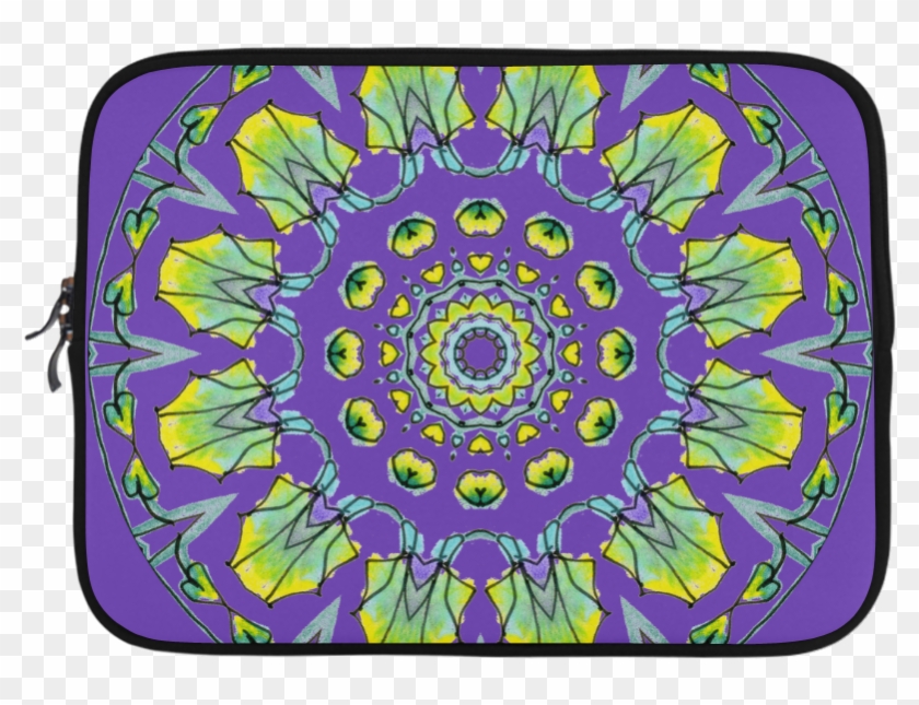 Yellow, Green, Purple Flowers, Leaves Mandala Purple - Circle Clipart