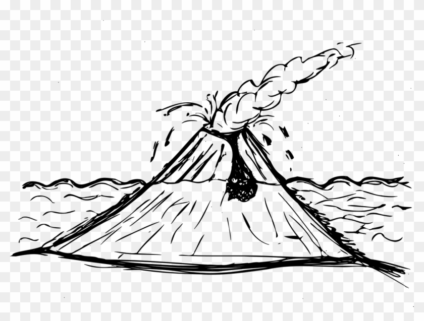 Volcano Sea Eruption Png Image - Volcano Black And White Clipart