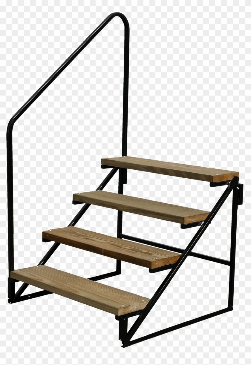 Wood Metal Steps With Siderail - Stairs Clipart #3243406