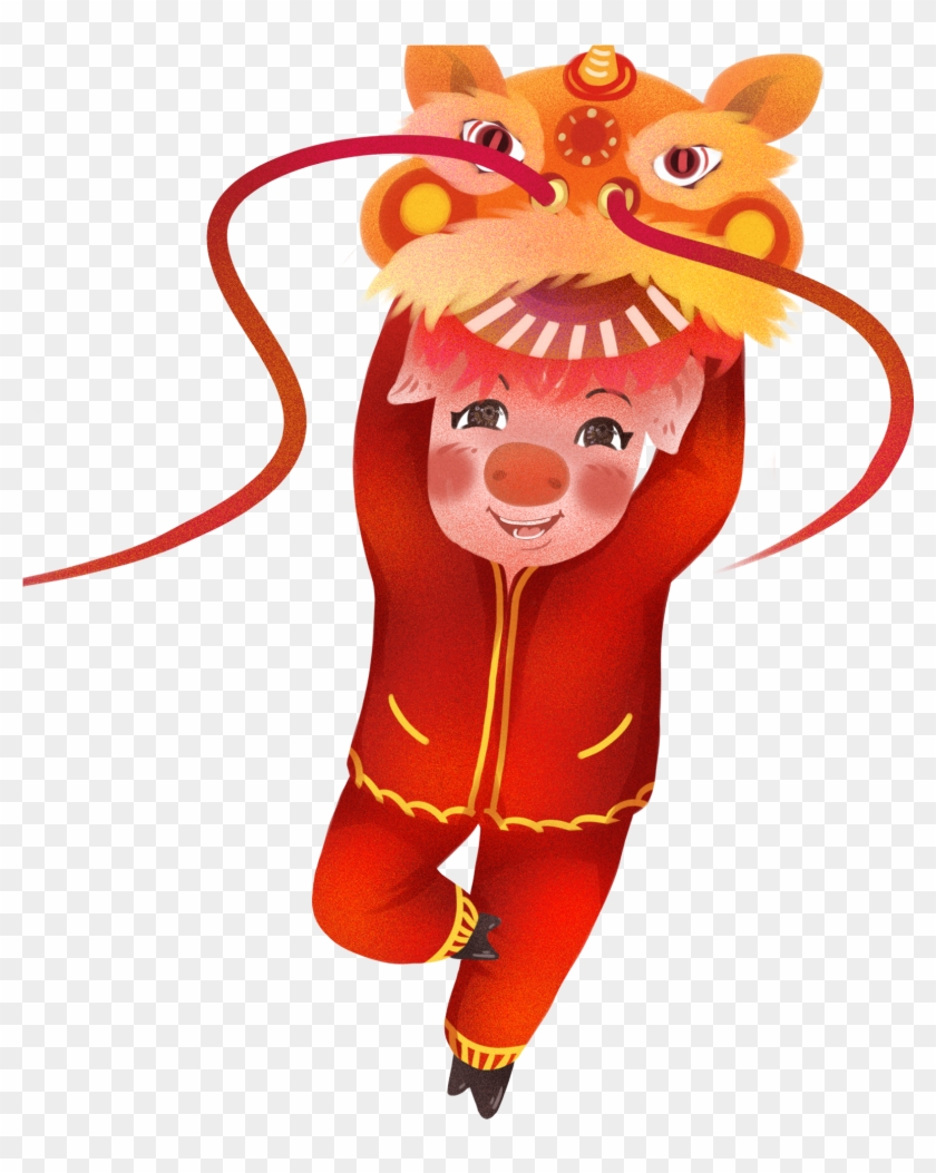 Hand Painted Festive Lion Dance Pig Png And Psd - Lion Clipart #3243690