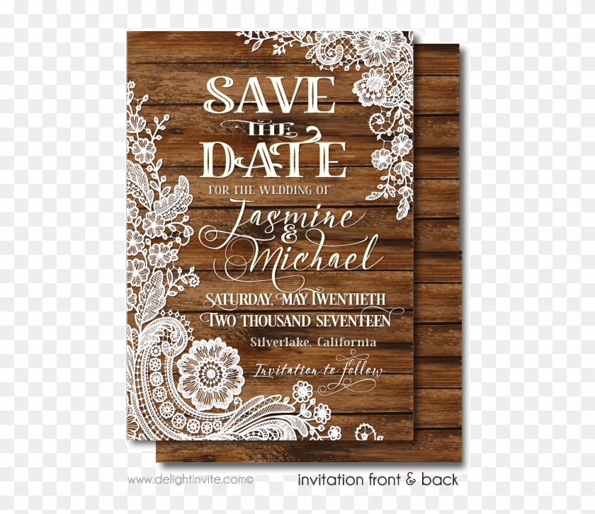 Rustic Wood Vintage Lace Save The Date Cards [di-5022sd] - Rustic Vintage Save The Date Clipart