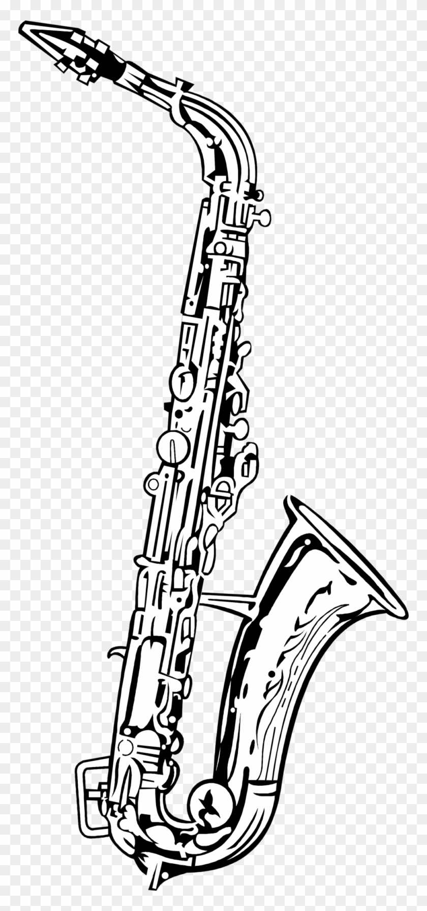 Saxophone Black And White Transparent Clipart #3244145