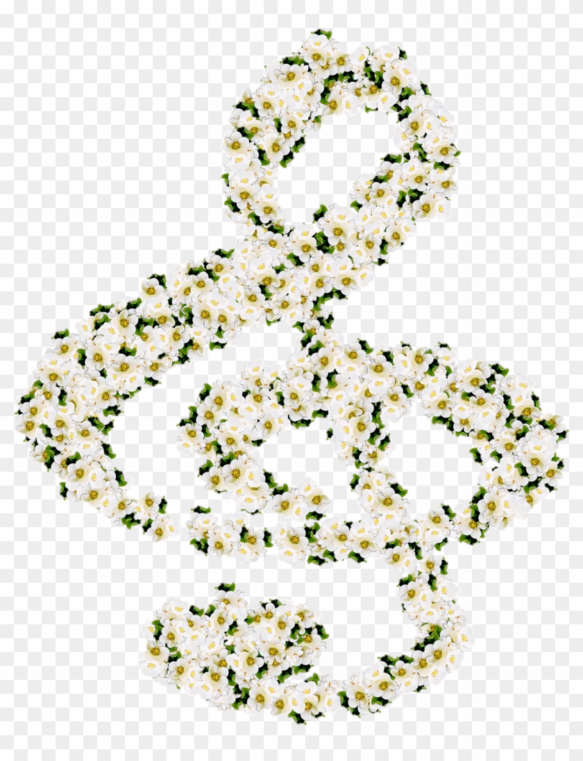 Music Note Treble Clef Flowers Png Image - Clé De Sol Notes Gif Clipart