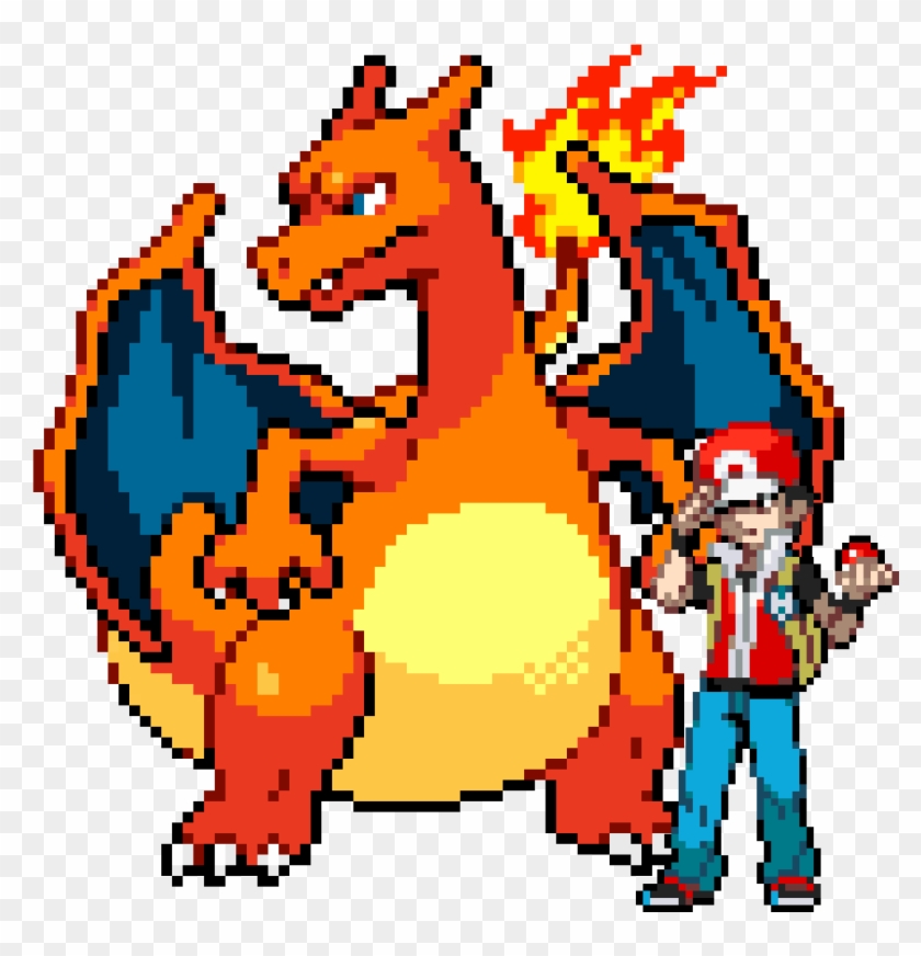 Charizard Transparent Red Version - Pokemon Charizard Pixel Art Clipart