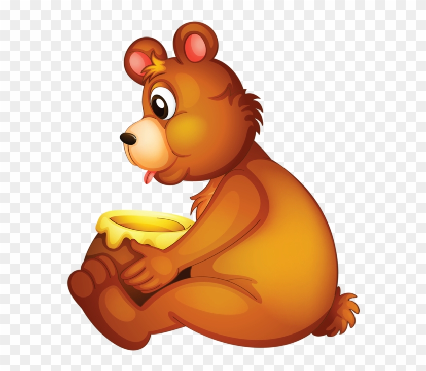 Honey Clipart A Bear Eating Honey - Bear Honey Cartoon - Png Download