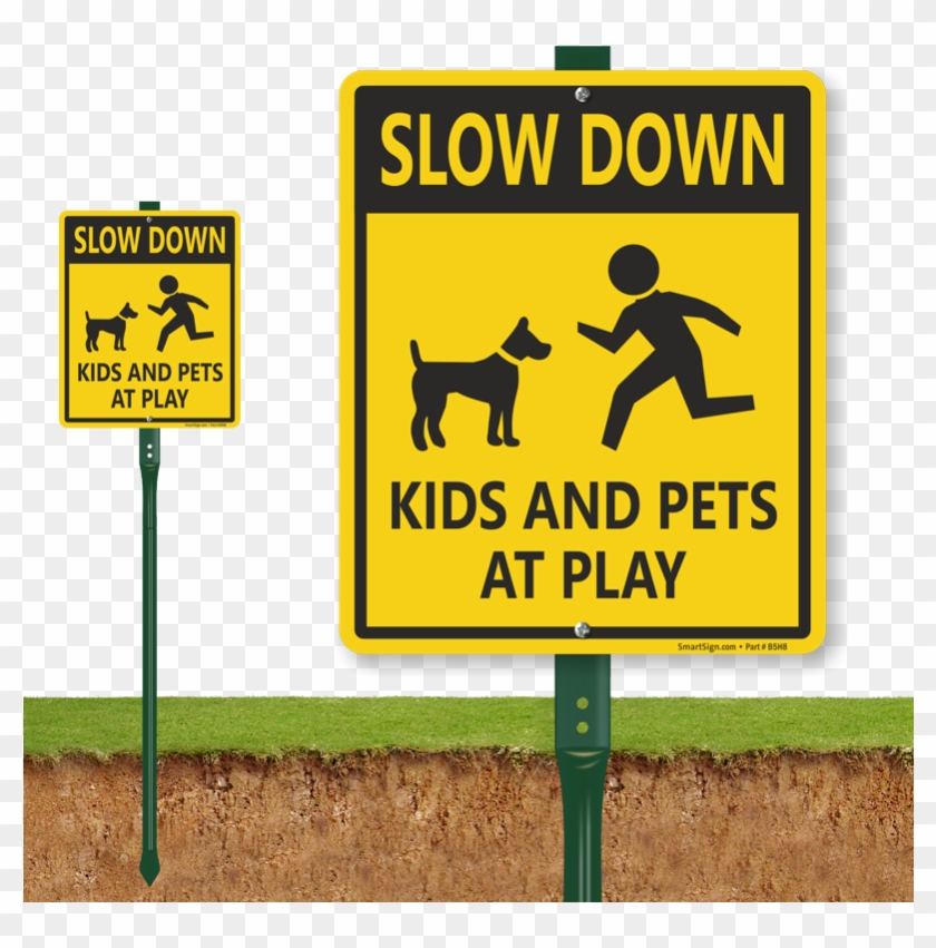 Slow Down Kids And Pets At Play Sign - Please Be Respectful Dog Sign Clipart