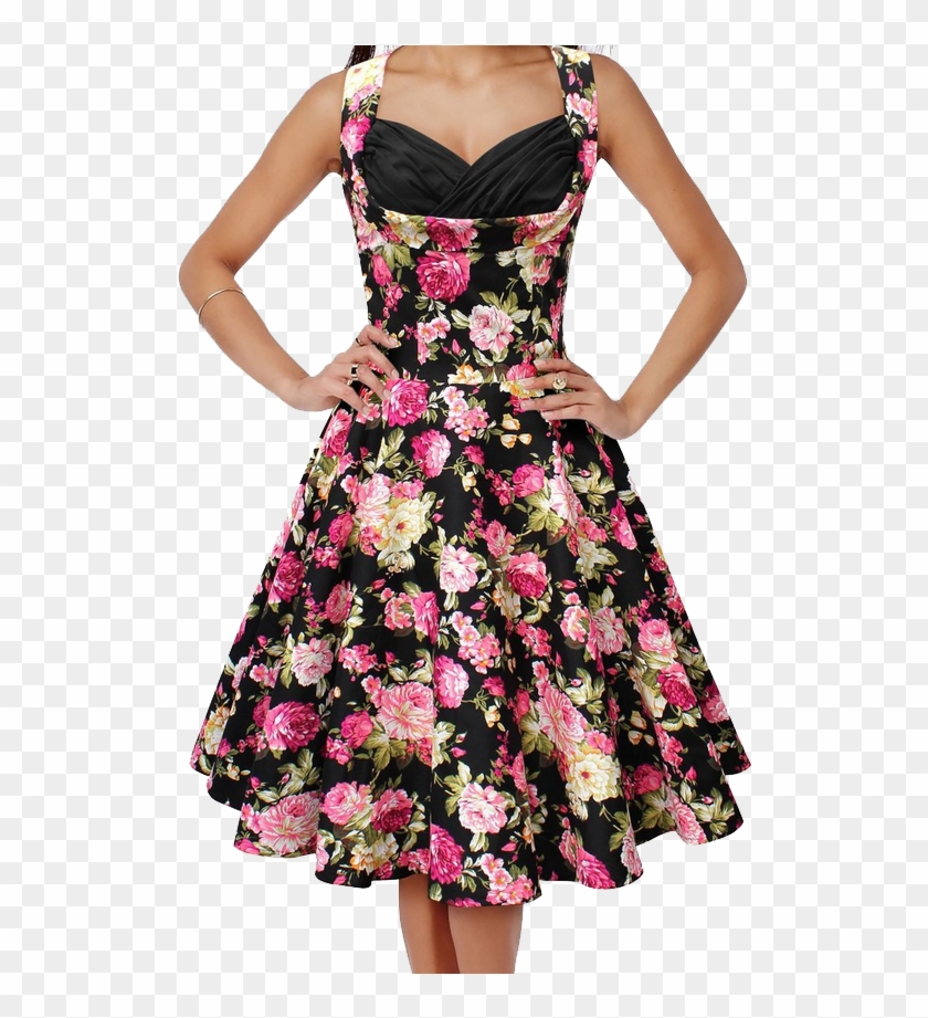 Floral Dress Png Free Download - Floral Print 60s Fashion Clipart
