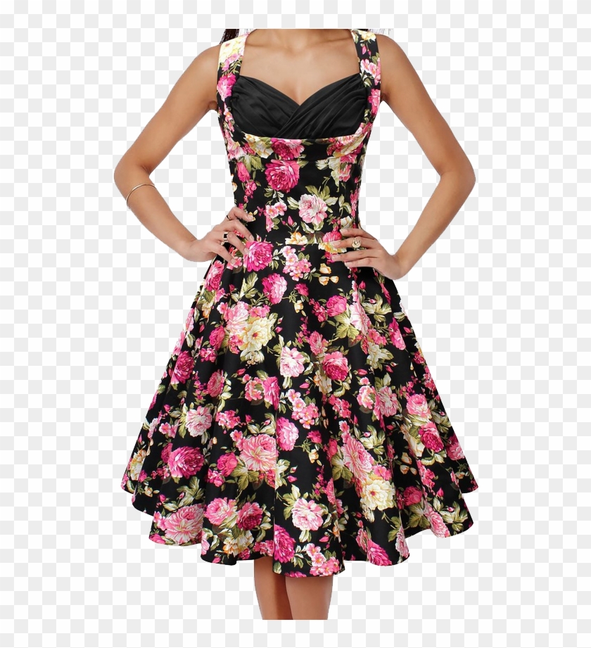 Floral Dress Png Free Download - Floral Print 60s Fashion Clipart #3249156