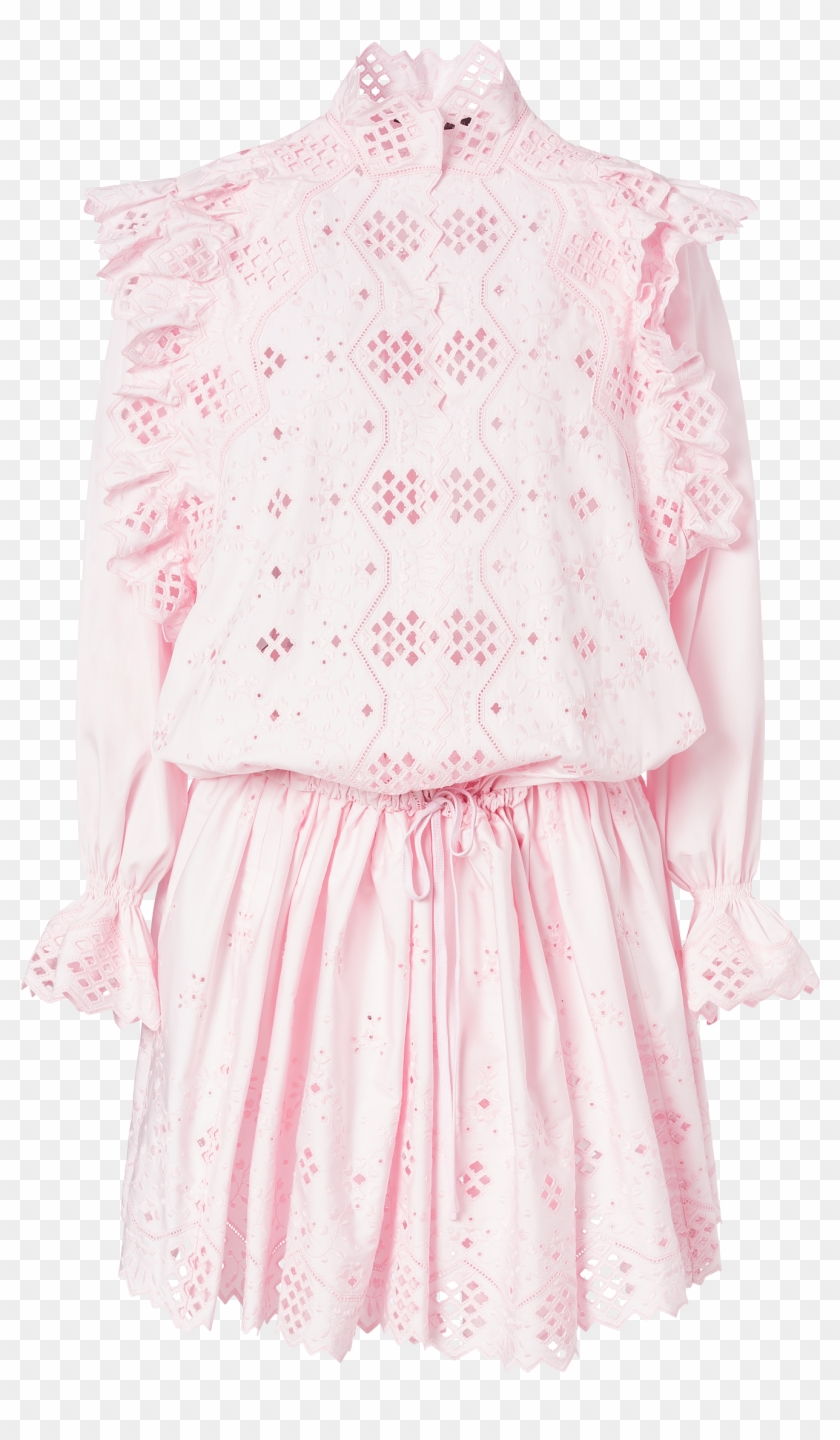 Dress With Broderie Anglaise Trim - Girl Clipart #3249222