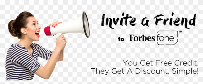 Invite A Friend - Woman With Speaker Clipart