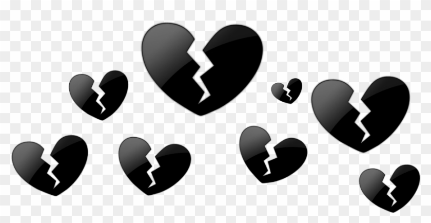 Blackheart Sticker - Broken Heart Black And White Clipart #3250842