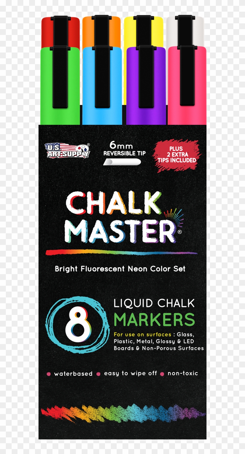 8 Bright Fluorescent Neon Liquid Chalk Marker Set - Liquid Chalk Markers Clipart #3256316