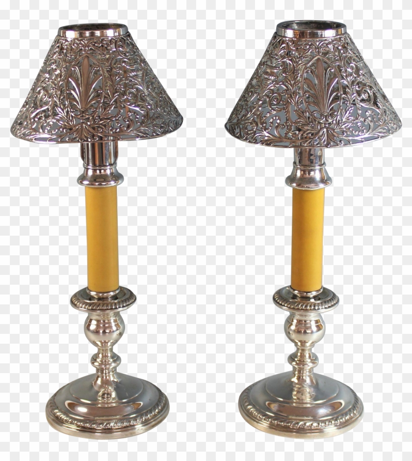 Antique Gorham Sterling Silver Lamps Or Candle Stands - Antique Silver Lamp Shade Clipart #3262035