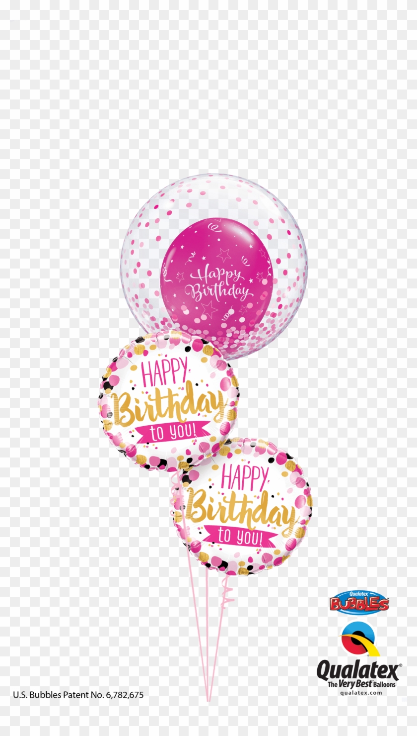 Pink & Gold Confetti Birthday Bouquet At London Helium - Blue 1st Birthday Balloons Png Clipart