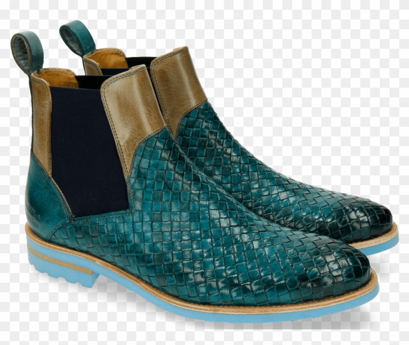 Brad 9 Woven Turquoise New Sand Derby Shoes - Melvin And Hamilton Brad 9 Clipart