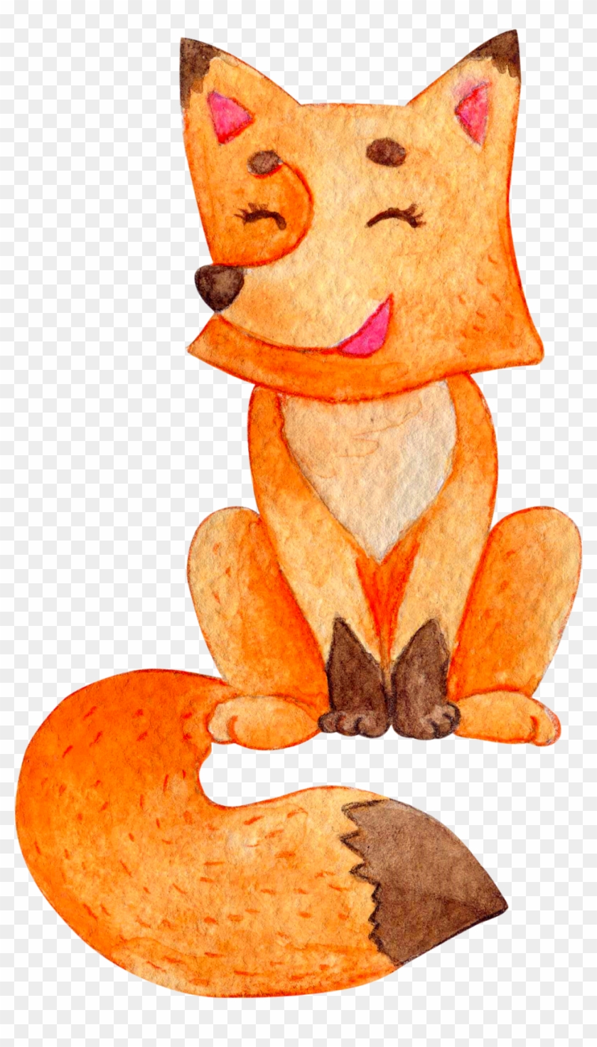 Baby Fox Images - Watercolor Painting Clipart