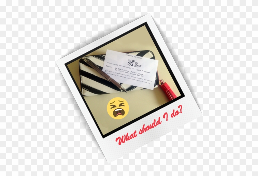 A Polaroid Frame Shows A Striped Purse, A Pen And A - Diploma Clipart