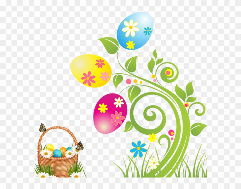 Easter Flowers And Basket, Easter Flowers, Basket, - Clip Art Easter - Png Download #3267626