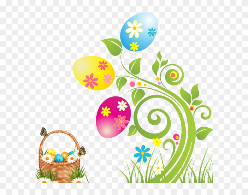 Easter Flowers And Basket, Easter Flowers, Basket, - Clip Art Easter - Png Download